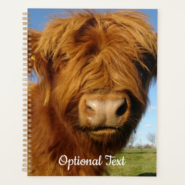 Fluffy Scottish Highland Cow - Blue Sky Planner (Front)