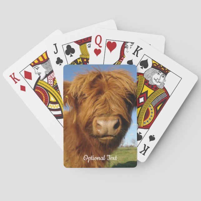 Fluffy Scottish Highland Cow - Blue Sky Playing Cards (Back)