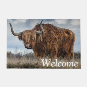 Fluffy Scottish Highland Cow Welcome Doormat