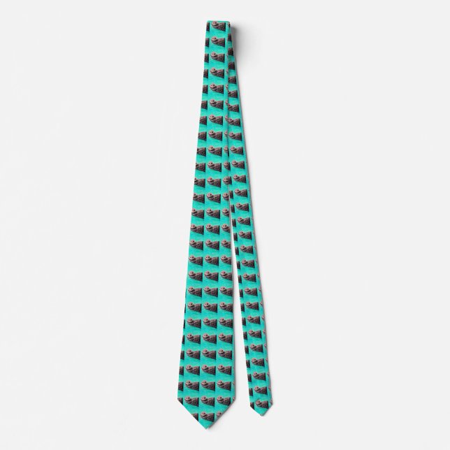 Fluffy Sea Otter Painting Tie (Front)