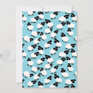 Fluffy Sheep On Baby Blue Invitation