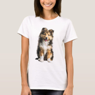 Fluffy Shetland Sheepdog Puppy Illustration Women T-Shirt