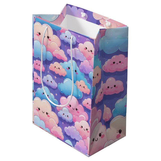 fluffy smile clouds medium gift bag (Back Angled)