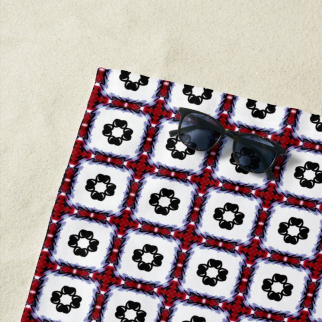 Fluffy Squares Floral Beach Towel (In Situ)