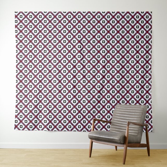 Fluffy Squares Floral Tapestry (In Situ (Horizontal))