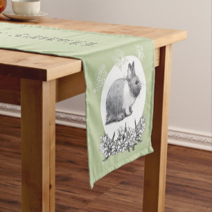 Fluffy the rabbit bunny. Pencil drawing. Short Table Runner