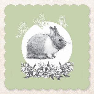 Fluffy the rabbit Paper Coaster