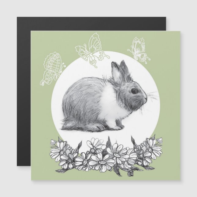 Fluffy the rabbit. Pencil drawing (Front/Back)