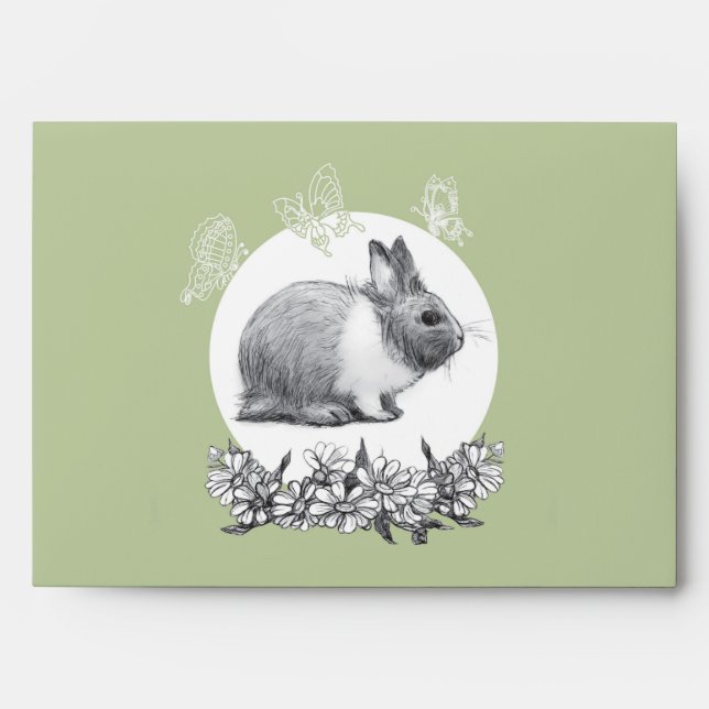 Fluffy the rabbit. Pencil drawing. Envelope (Front)