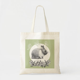 Fluffy the rabbit. Pencil drawing. Tote Bag