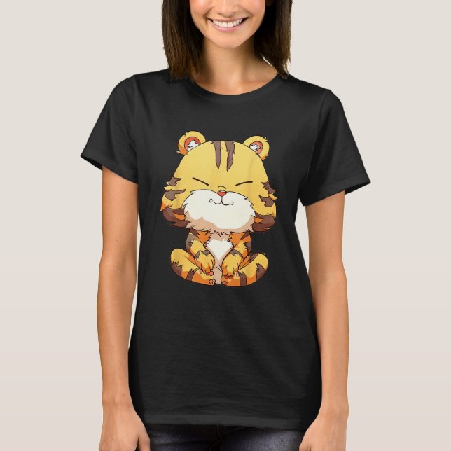 Fluffy Tiger Zen  Pamper Yourself T-Shirt (Front)