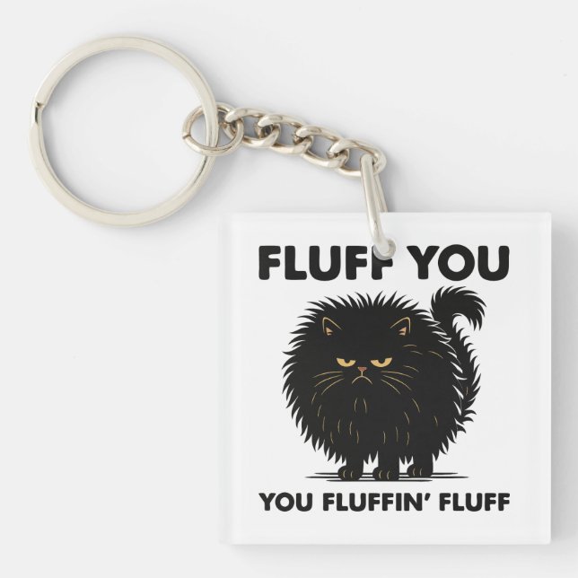 Fluffy Voluminous Cat Life Kitty Style  Keychain (Front)