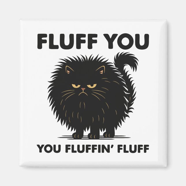 Fluffy Voluminous Cat Life Kitty Style  Magnet (Front)