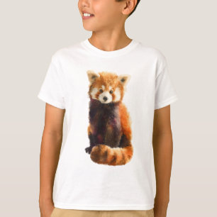 Fluffy Watercolor Red Panda Kids T-Shirt
