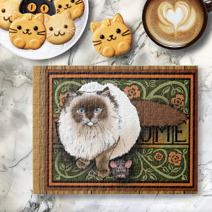 Fluffy Welcome Siamese Cat Mouse Vintage Jigsaw Puzzle