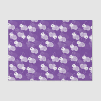 Fluffy White Bunnies on Purple Tissue Paper