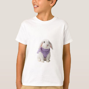 Fluffy White Bunny in Purple Sweater Kids