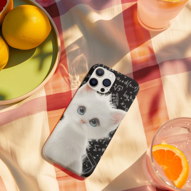 Fluffy White Cat & Math Formulas Blackboard Case-M Case-Mate iPhone Case (Creator Uploaded)