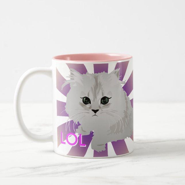 Fluffy White Cat Mug (Left)