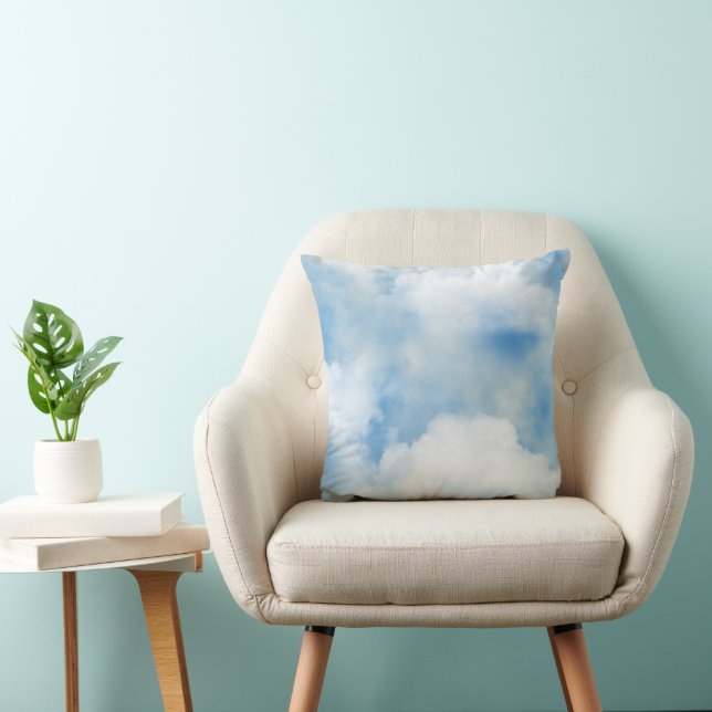 Fluffy White Clouds Throw Pillow (Chair)