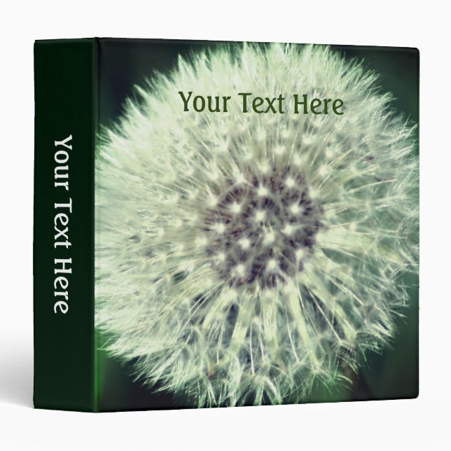 Fluffy White Dandelion Nature Personalized Binder (Front/Spine)
