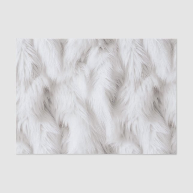 Fluffy White Fur Textured  Tissue Paper (Front)