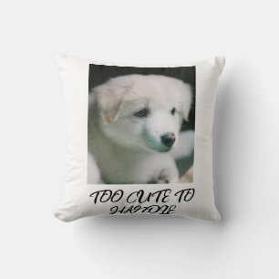 "Fluffy White Puppy Charm" Throw Pillow