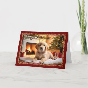 Fluffy White Puppy Christmas Card