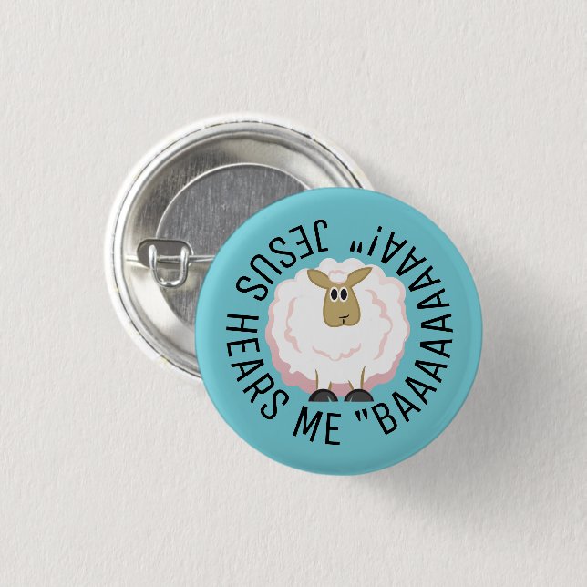 Fluffy White Sheep Cartoon 1 Inch Round Button (Front & Back)