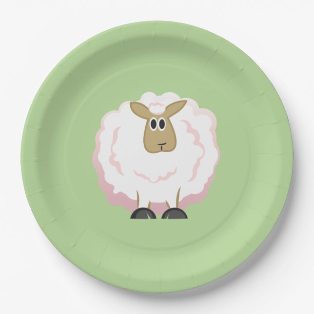 Fluffy White Sheep Paper Plate (Front)