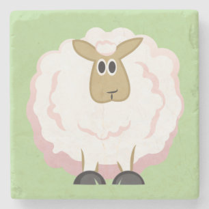 Fluffy White Sheep Stone Coaster