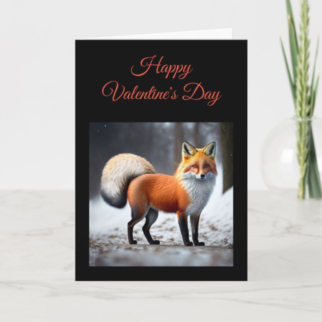 Fluffy Wild Fox Folded Greeting Card (Front)