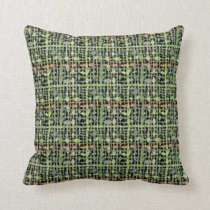 Fluffy Woven Graphic Fabric Green Throw Pillow