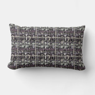 Fluffy Woven Graphic Fabric Grey Lumbar Pillow