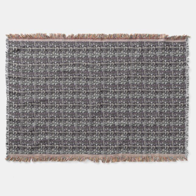 Fluffy Woven Graphic Strings Grey Throw Blanket (Front)