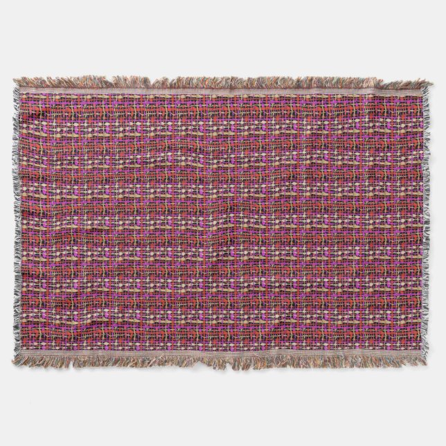Fluffy Woven Graphic Strings Red Throw Blanket (Front)