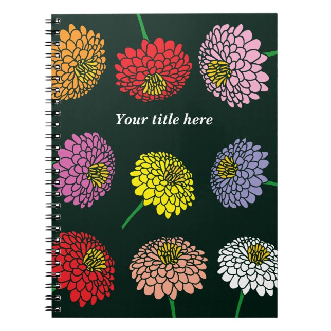 Fluffy Zinnias cut flower print design custom Notebook (Front)