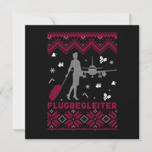 Flugbegleiter Ugly Christmas Knit Sweater Gift Invitation