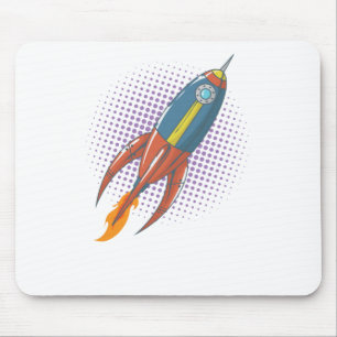 Flugkörper Rakete Weltall Comic Mond Mouse Pad
