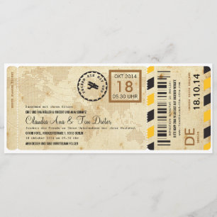 Flugzeug Bordkarte Ticket Hochzeitseinladung Invitation