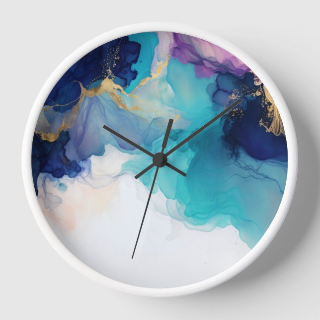 Fluid Abstract Alcohol Ink |  Clock (Front)