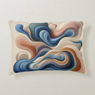 Fluid Abstract Flow – Earth & Blue Ribbon Art Accent Pillow