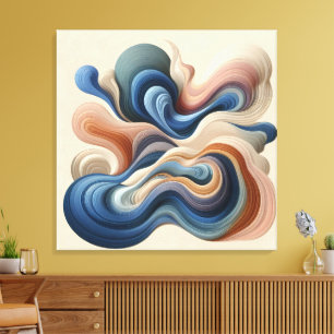 Fluid Abstract Flow – Earth & Blue Ribbon Art Canvas Print