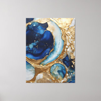 Fluid Abstract Gold-Navy Beach Canvas Print