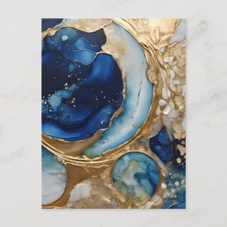 Fluid Abstract Gold-Navy Beach Postcard
