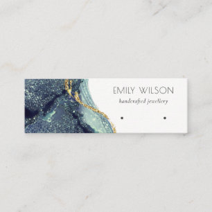 Fluid Abstract Gold Navy Glitter Earring Display Mini Business Card