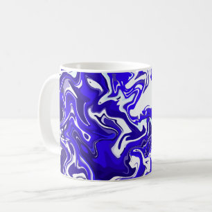 Fluid Abstract in Blue and White Coffee Mug