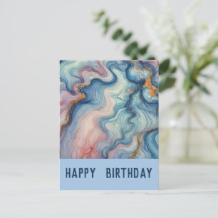 fluid abstract in pastel blues -  Birthday Postcard
