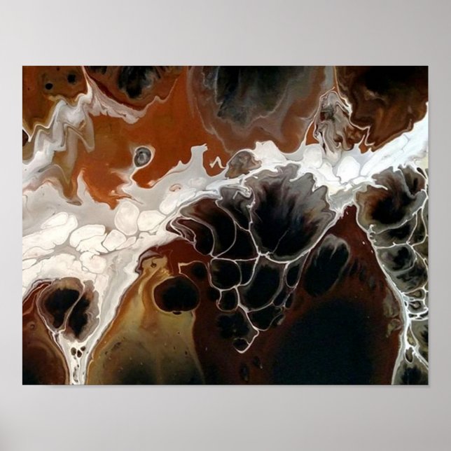 Fluid Acrylic Abstract Painting Brown Neutral Poster (Front)