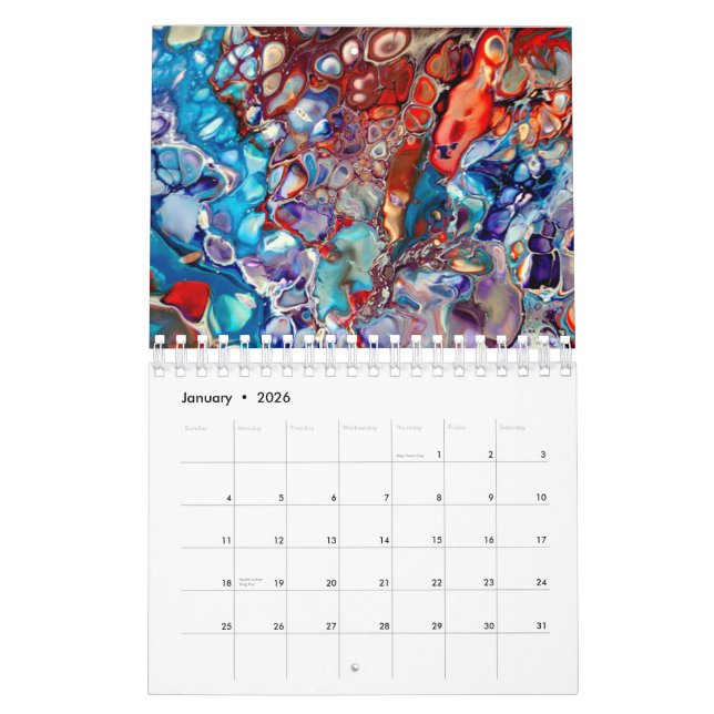 Fluid Acrylic Abstract Paintings Art Calendar (Jan 2026)